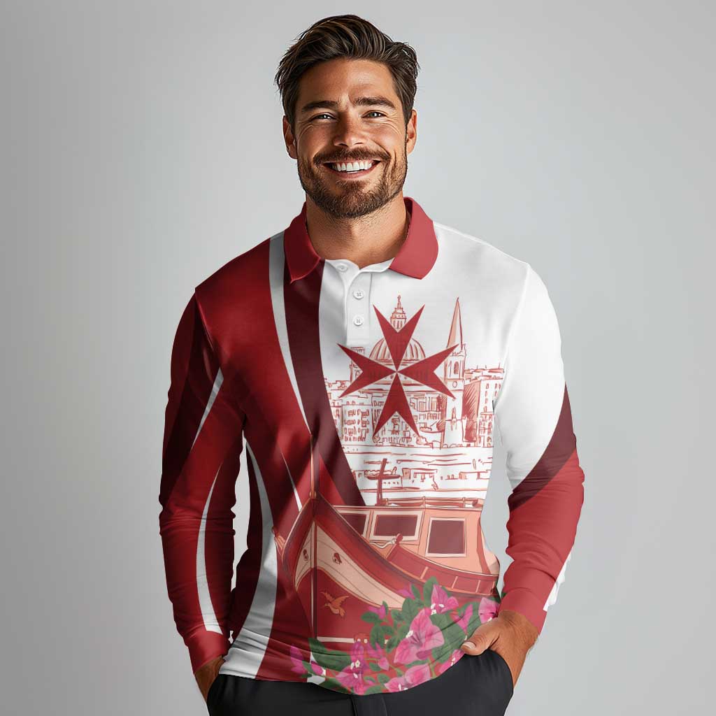 Inhobbok Malta Personalized Long Sleeve Polo Shirt Valetta Scenery