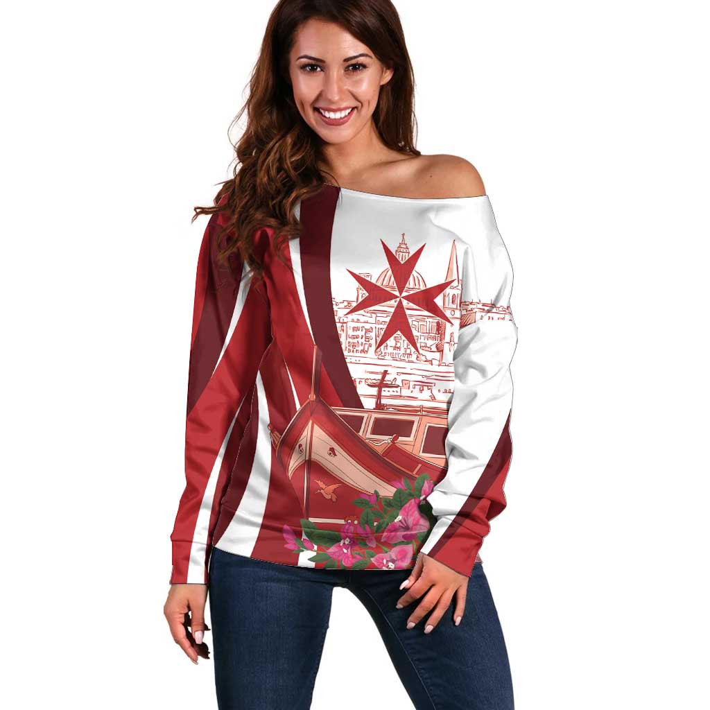 Inhobbok Malta Personalized Off Shoulder Sweater Valetta Scenery