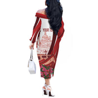 Inhobbok Malta Personalized Off The Shoulder Long Sleeve Dress Valetta Scenery