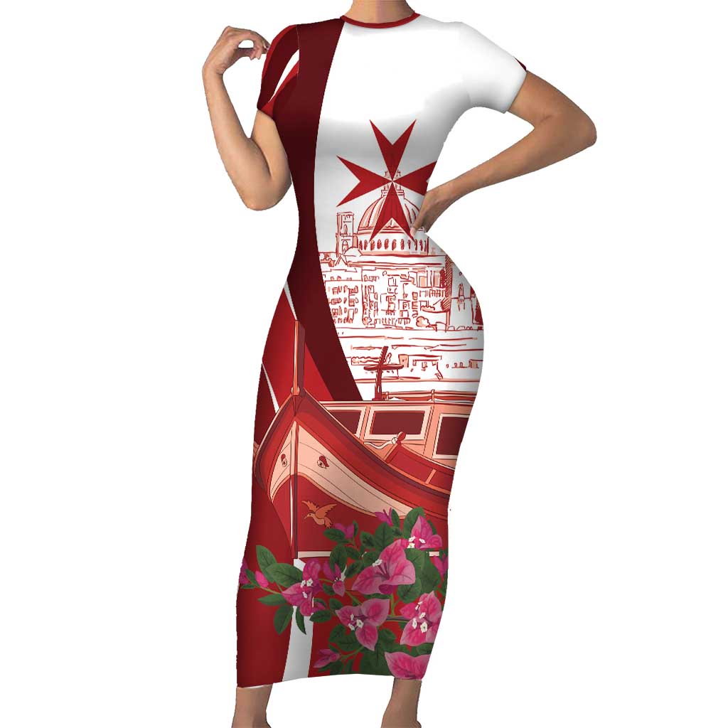 Inhobbok Malta Personalized Short Sleeve Bodycon Dress Valetta Scenery