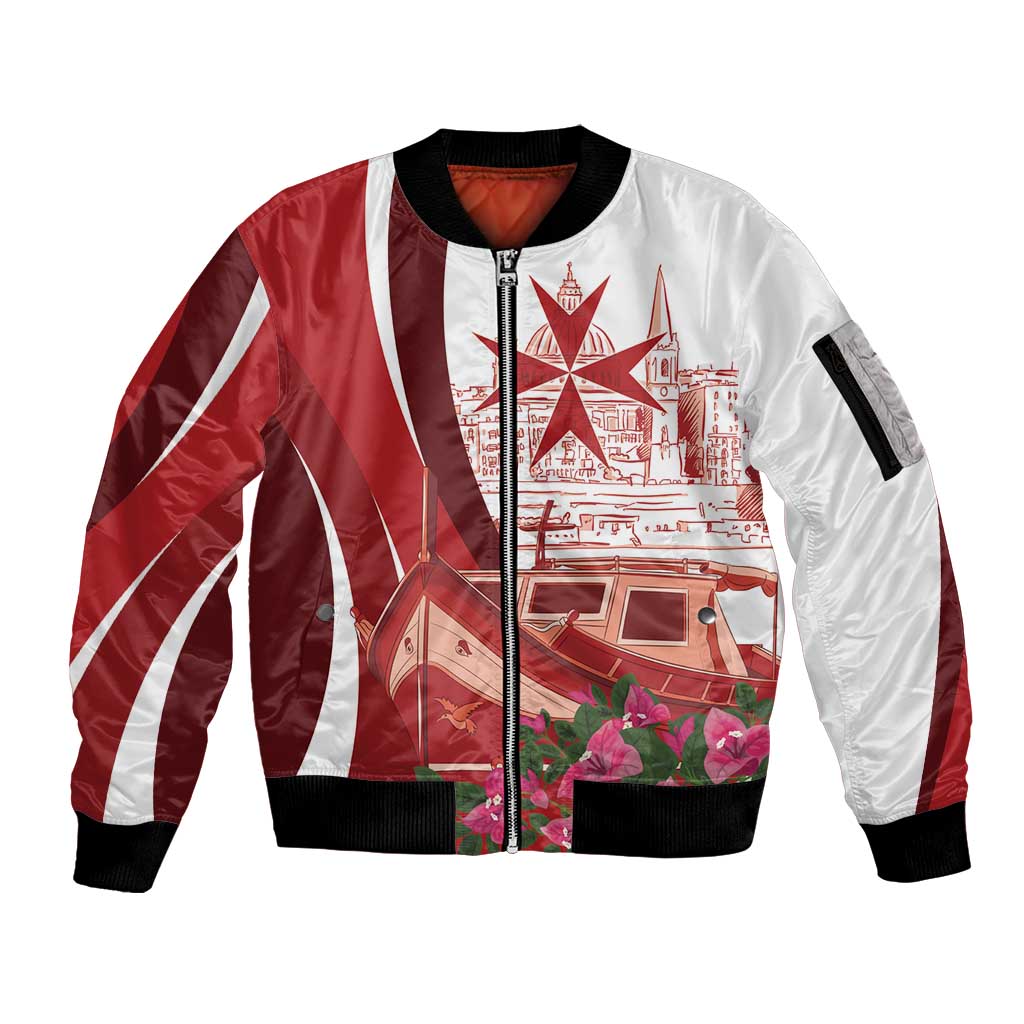 Inhobbok Malta Personalized Sleeve Zip Bomber Jacket Valetta Scenery