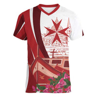 Inhobbok Malta Personalized Women V-Neck T-Shirt Valetta Scenery