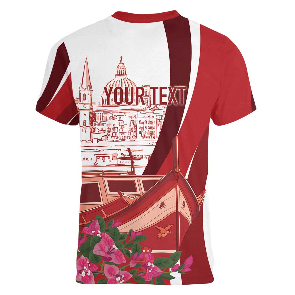 Inhobbok Malta Personalized Women V-Neck T-Shirt Valetta Scenery