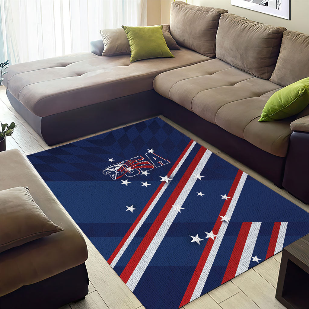 USA Rugby Stars Motif Area Rug GO Eagles