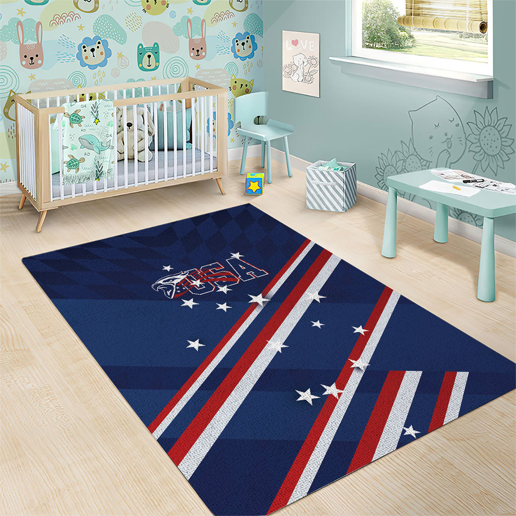 USA Rugby Stars Motif Area Rug GO Eagles