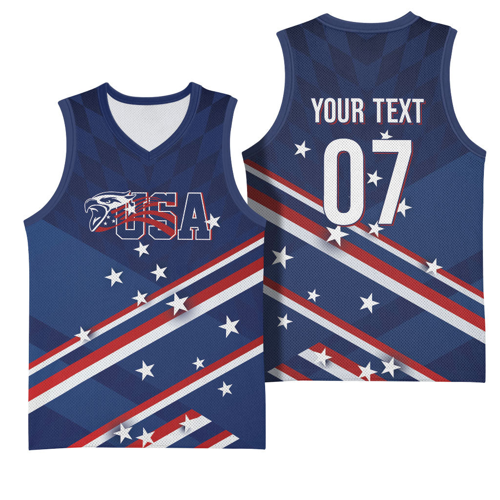 USA Custom Rugby Stars Motif Basketball Jersey GO Eagles