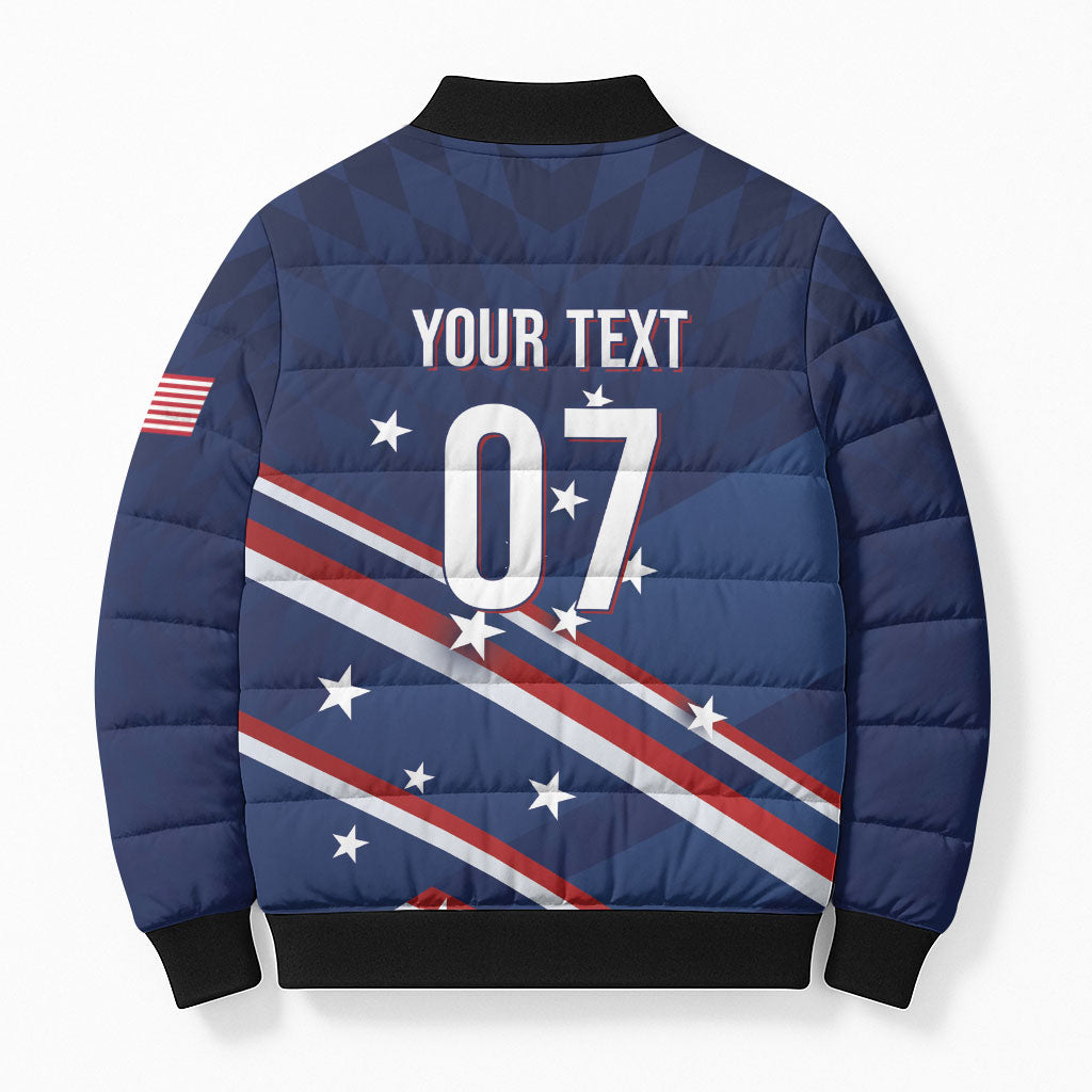 USA Custom Rugby Stars Motif Bomber Puffer Jacket GO Eagles