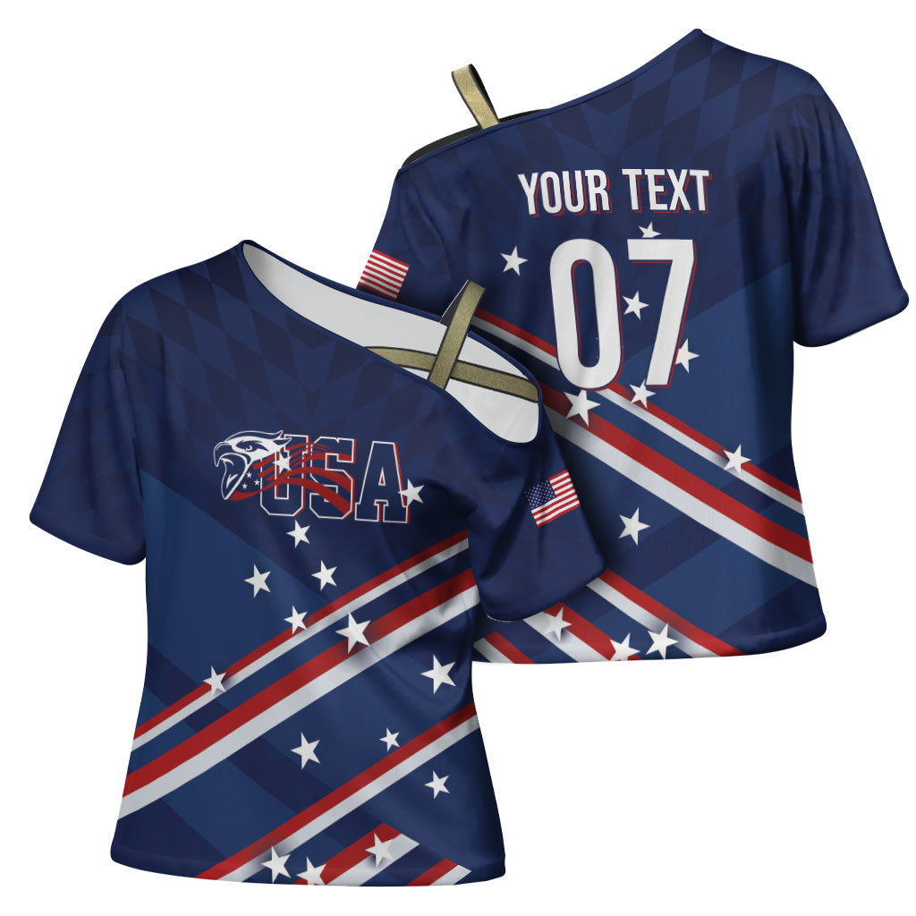 USA Custom Rugby Stars Motif Cross Shoulder Shirt GO Eagles