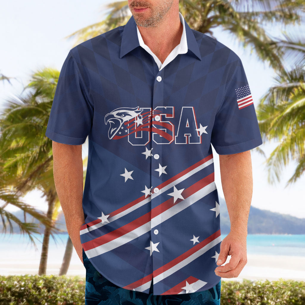 USA Custom Rugby Stars Motif Hawaiian Shirt GO Eagles
