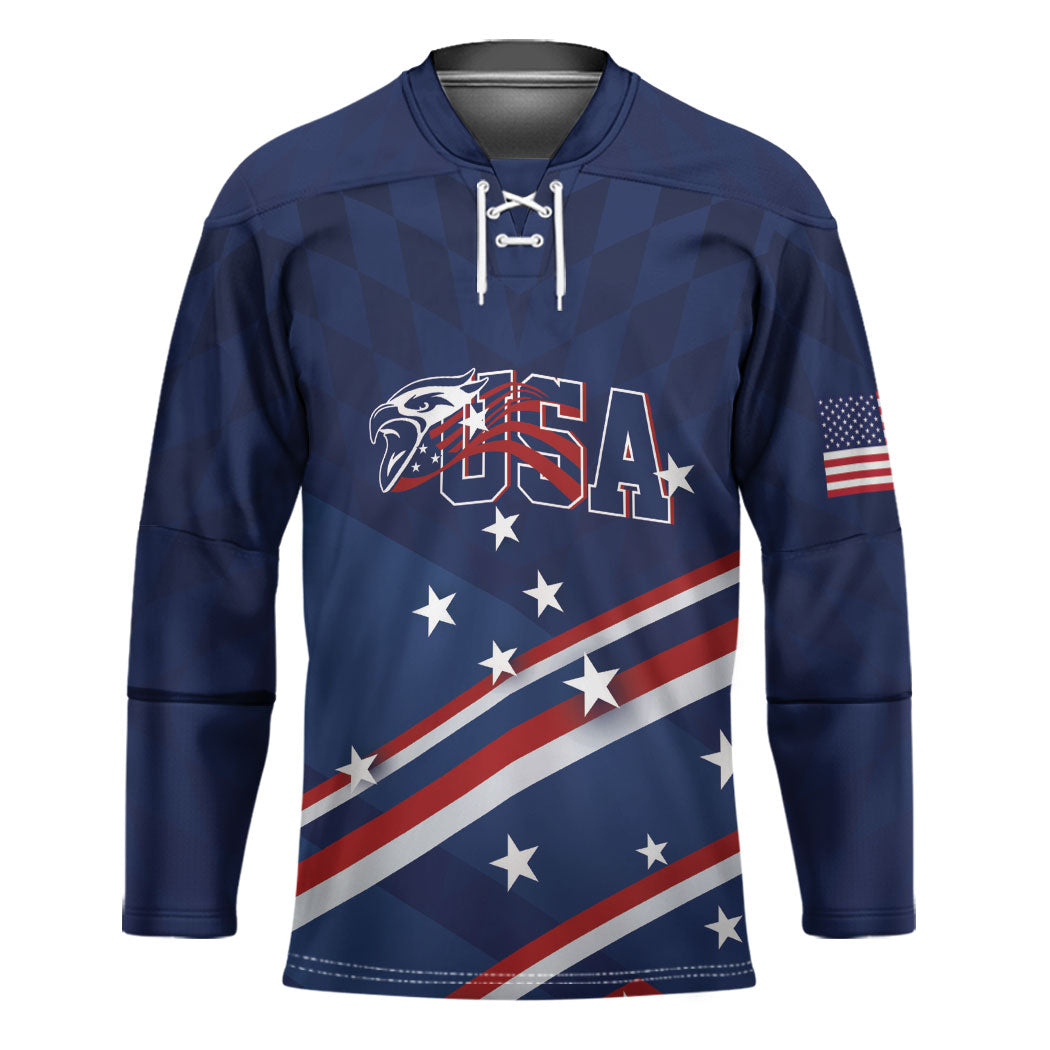 USA Custom Rugby Stars Motif Hockey Jersey GO Eagles