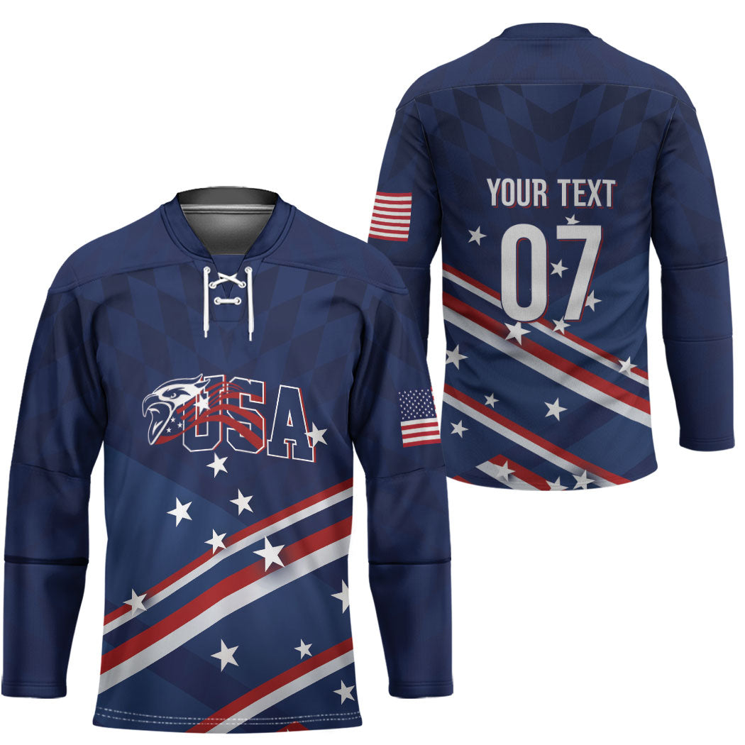 USA Custom Rugby Stars Motif Hockey Jersey GO Eagles