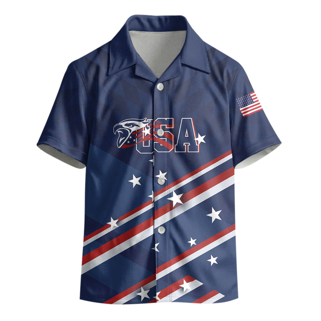 USA Custom Rugby Stars Motif Kid Hawaiian Shirt GO Eagles