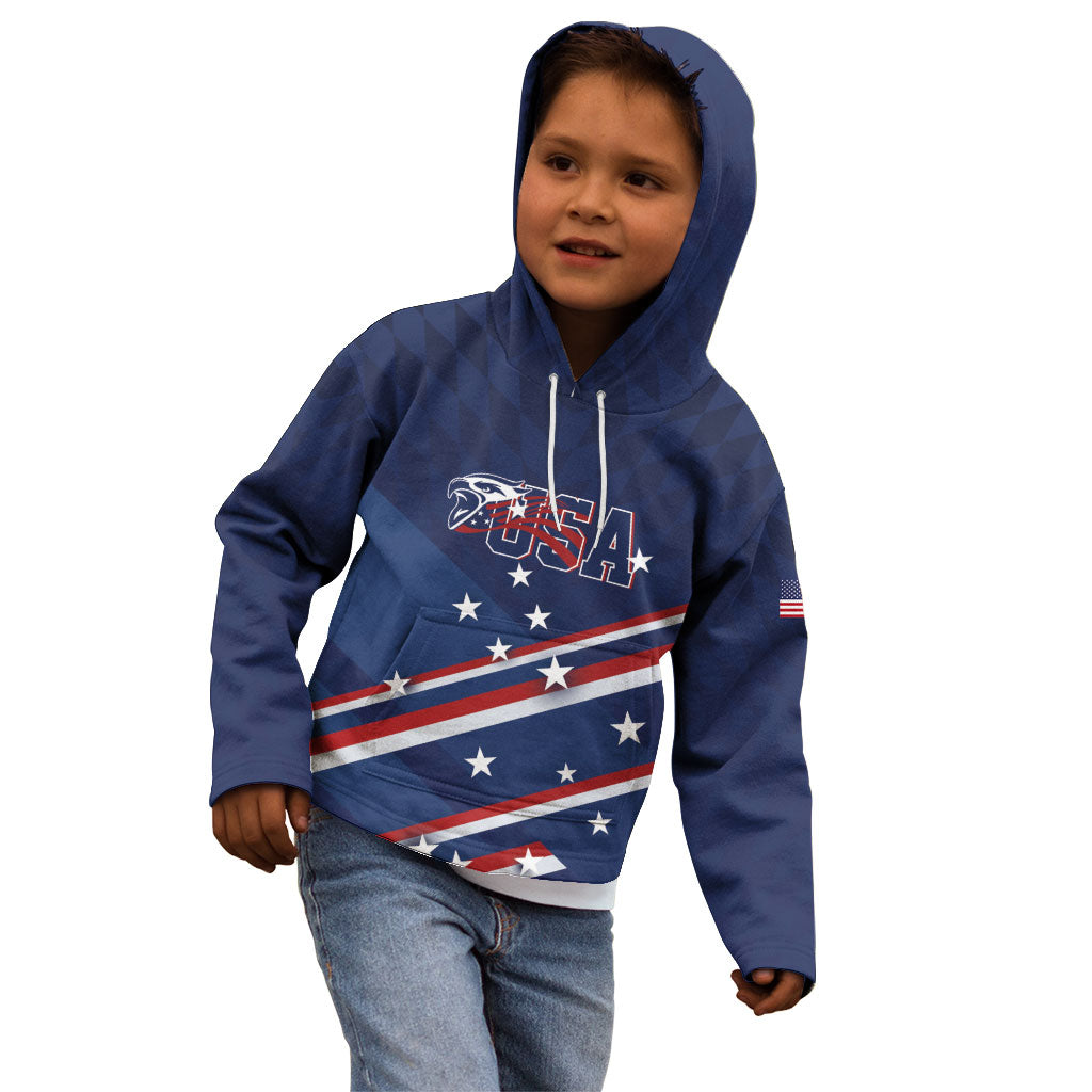 USA Custom Rugby Stars Motif Kid Hoodie GO Eagles
