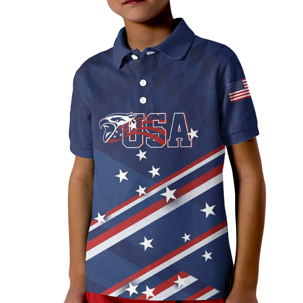 USA Custom Rugby Stars Motif Kid Polo Shirt GO Eagles