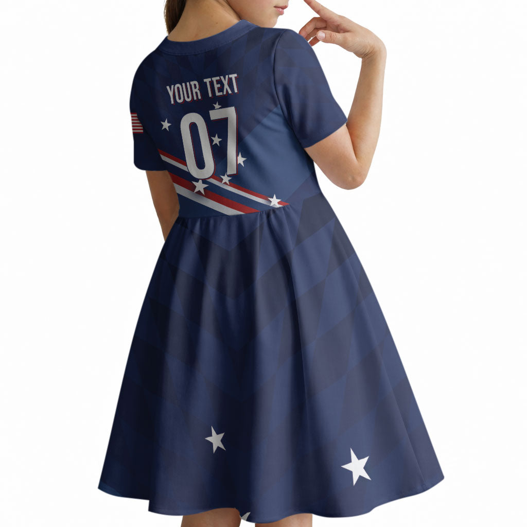USA Custom Rugby Stars Motif Kid Short Sleeve Dress GO Eagles