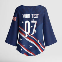USA Custom Rugby Stars Motif Kimono Sleeve Blouse GO Eagles