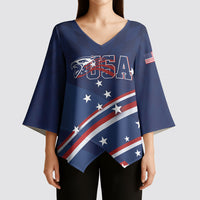 USA Custom Rugby Stars Motif Kimono Sleeve Blouse GO Eagles