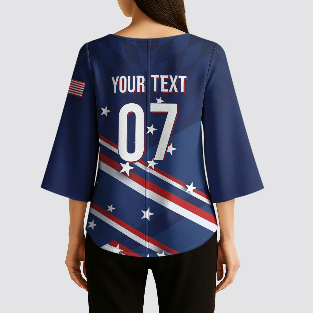 USA Custom Rugby Stars Motif Kimono Sleeve Blouse GO Eagles