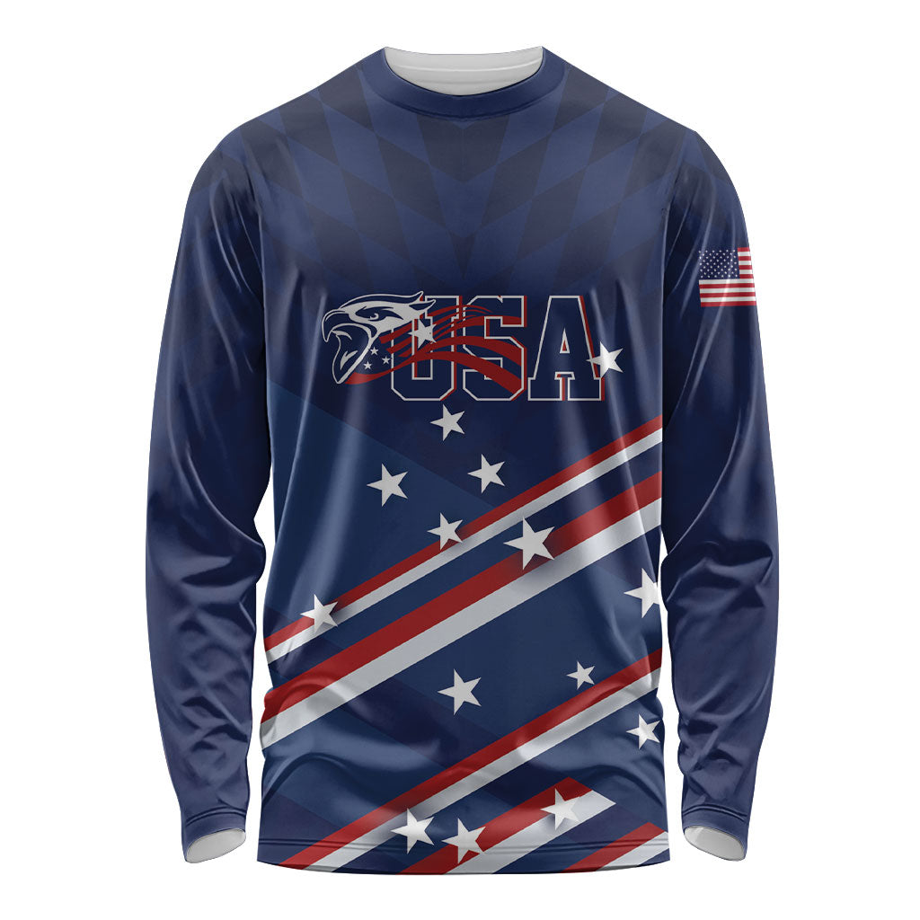 USA Custom Rugby Stars Motif Long Sleeve Shirt GO Eagles