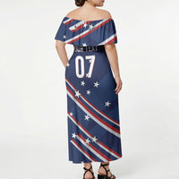 USA Custom Rugby Stars Motif Off Shoulder Maxi Dress GO Eagles