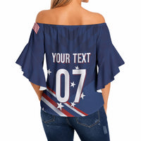 USA Custom Rugby Stars Motif Off Shoulder Wrap Waist Top GO Eagles