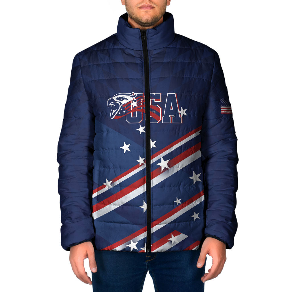 USA Custom Rugby Stars Motif Padded Jacket GO Eagles