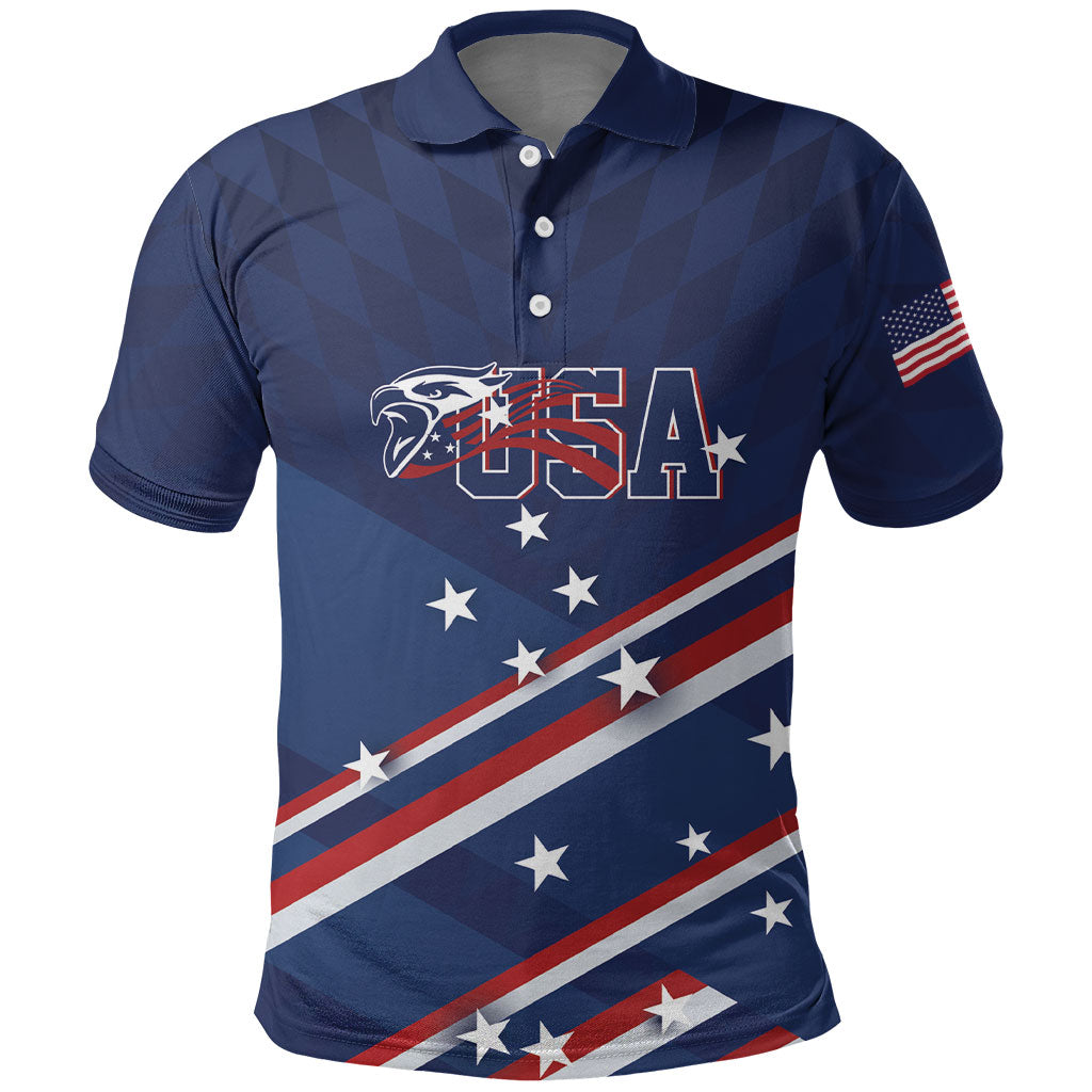 USA Custom Rugby Stars Motif Polo Shirt GO Eagles