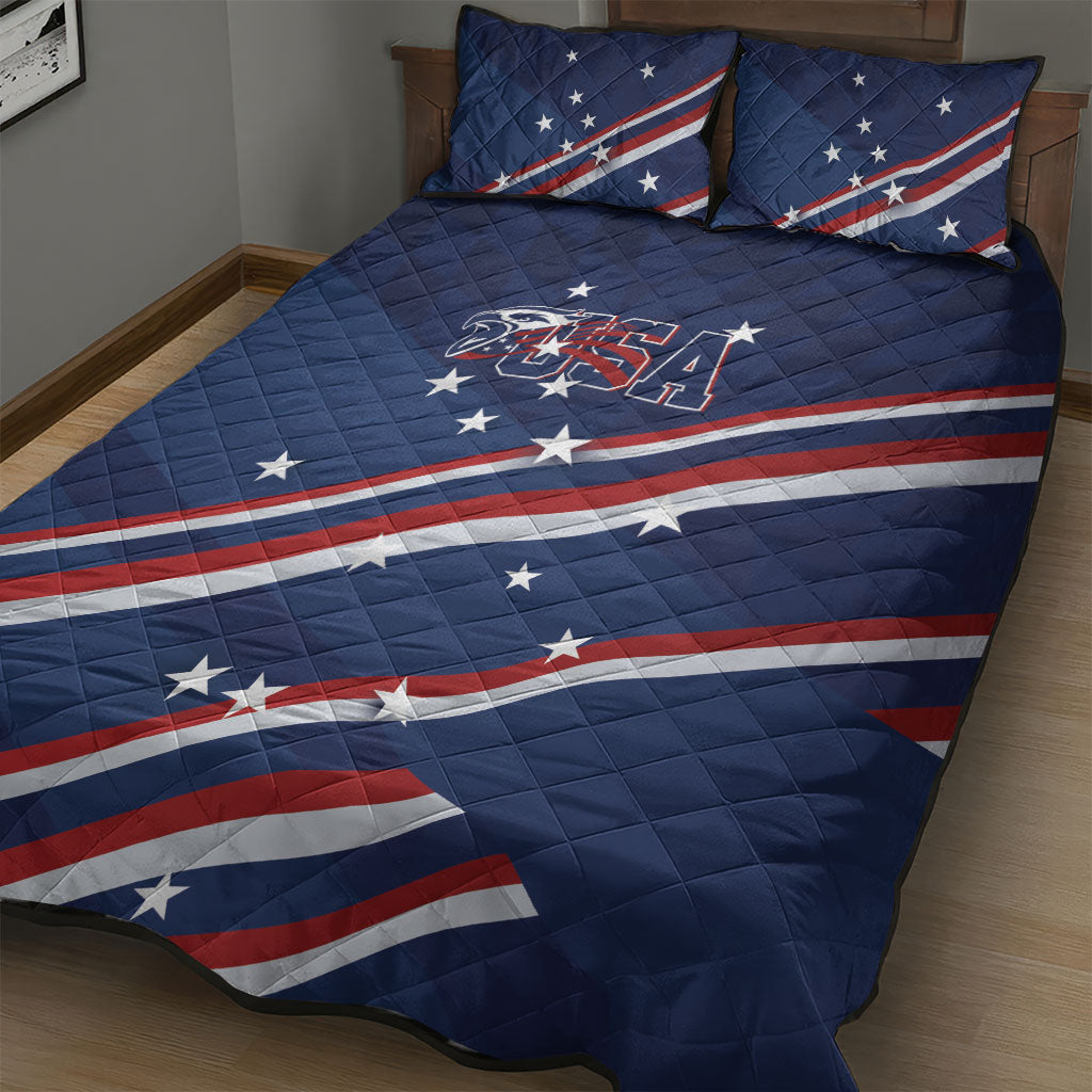 USA Rugby Stars Motif Quilt Bed Set GO Eagles