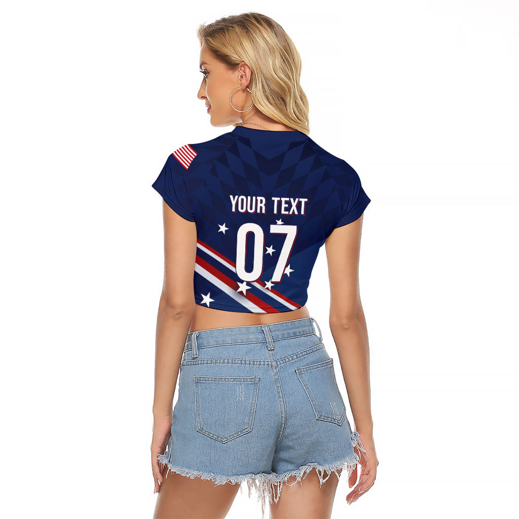 USA Custom Rugby Stars Motif Raglan Cropped T Shirt GO Eagles