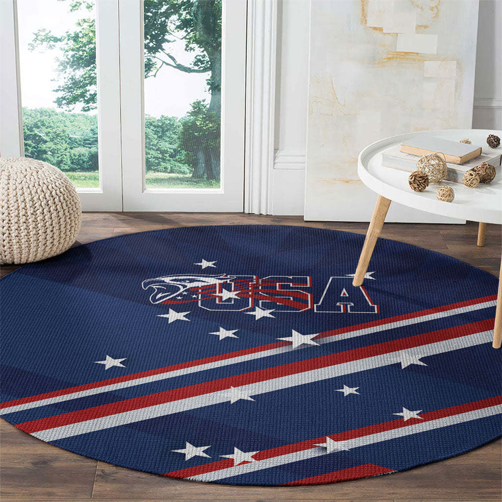 USA Rugby Stars Motif Round Carpet GO Eagles