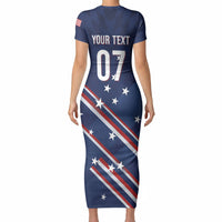 USA Custom Rugby Stars Motif Short Sleeve Bodycon Dress GO Eagles