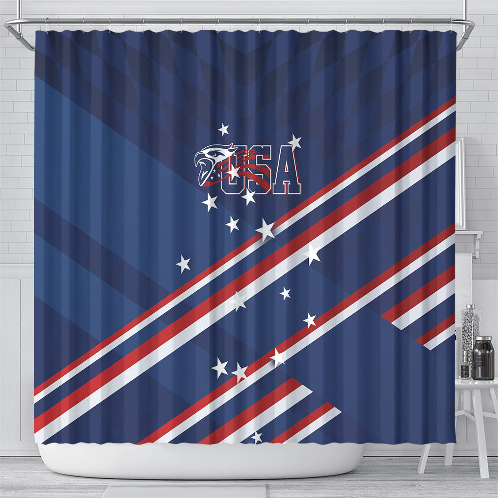 USA Rugby Stars Motif Shower Curtain GO Eagles
