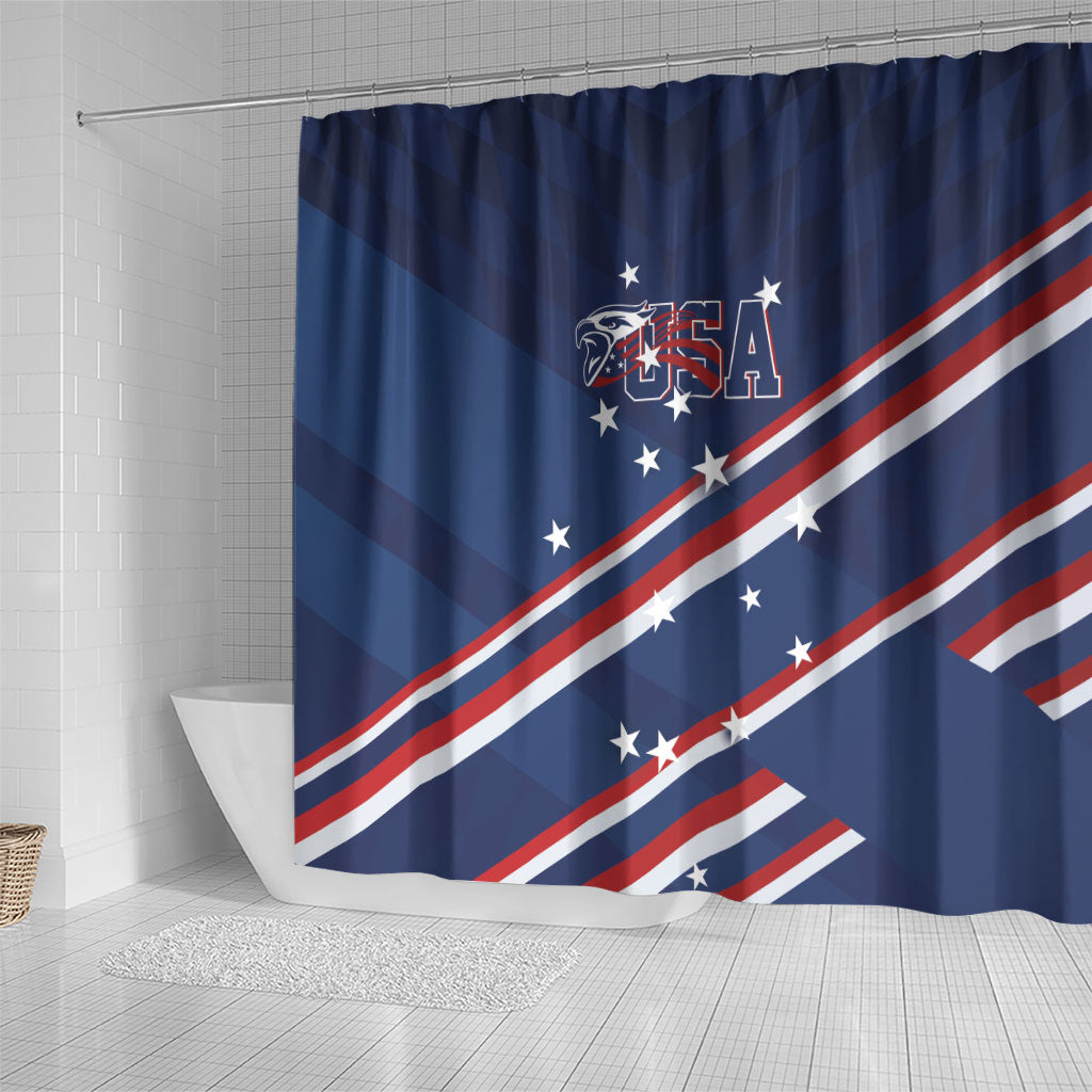 USA Rugby Stars Motif Shower Curtain GO Eagles