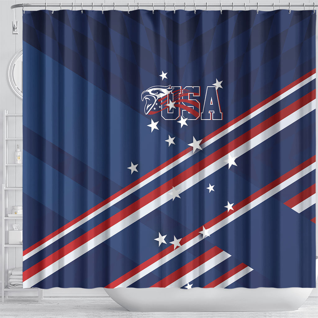 USA Rugby Stars Motif Shower Curtain GO Eagles