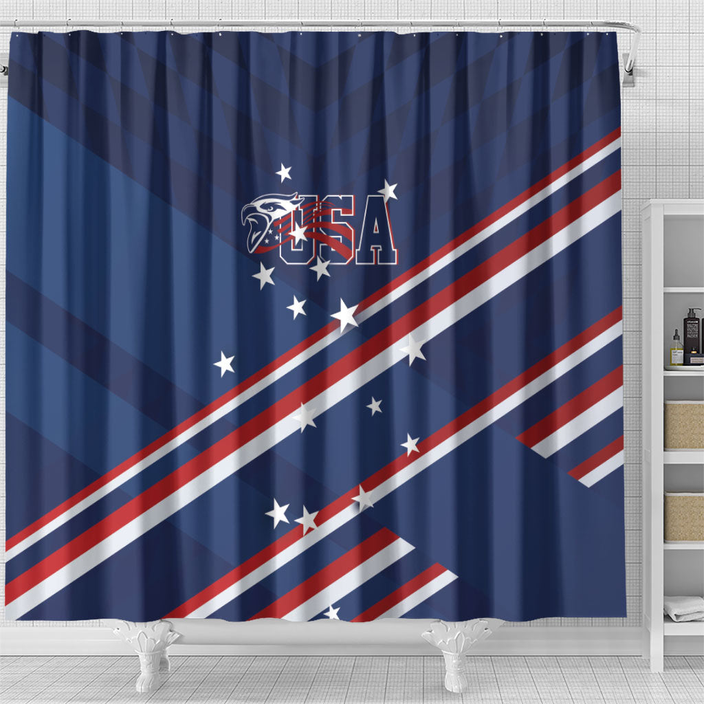 USA Rugby Stars Motif Shower Curtain GO Eagles