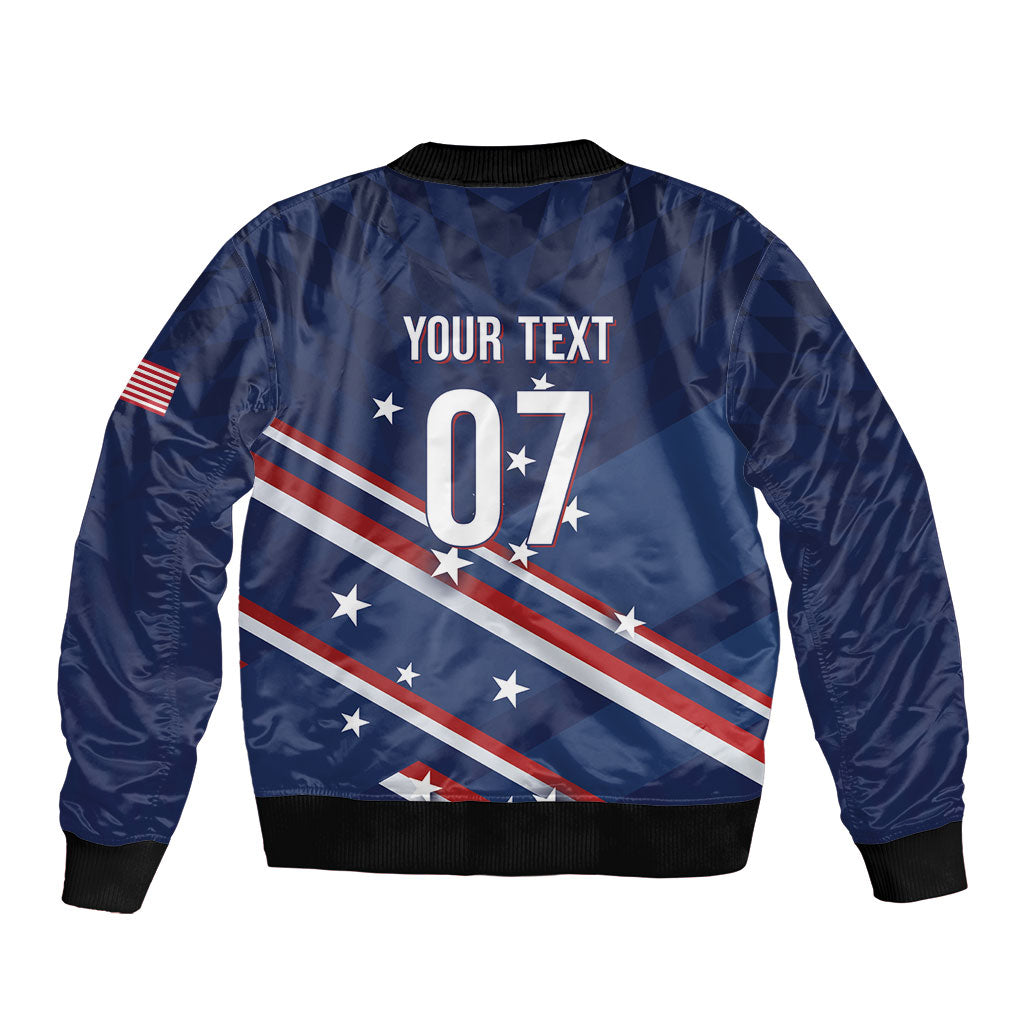USA Custom Rugby Stars Motif Sleeve Zip Bomber Jacket GO Eagles