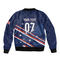 USA Custom Rugby Stars Motif Sleeve Zip Bomber Jacket GO Eagles
