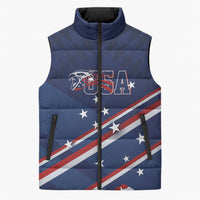 USA Custom Rugby Stars Motif Sleeveless Puffer Jacket GO Eagles