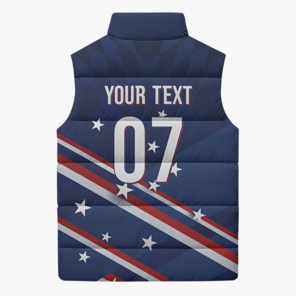 USA Custom Rugby Stars Motif Sleeveless Puffer Jacket GO Eagles