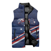 USA Custom Rugby Stars Motif Sleeveless Puffer Jacket GO Eagles