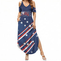 USA Custom Rugby Stars Motif Summer Maxi Dress GO Eagles