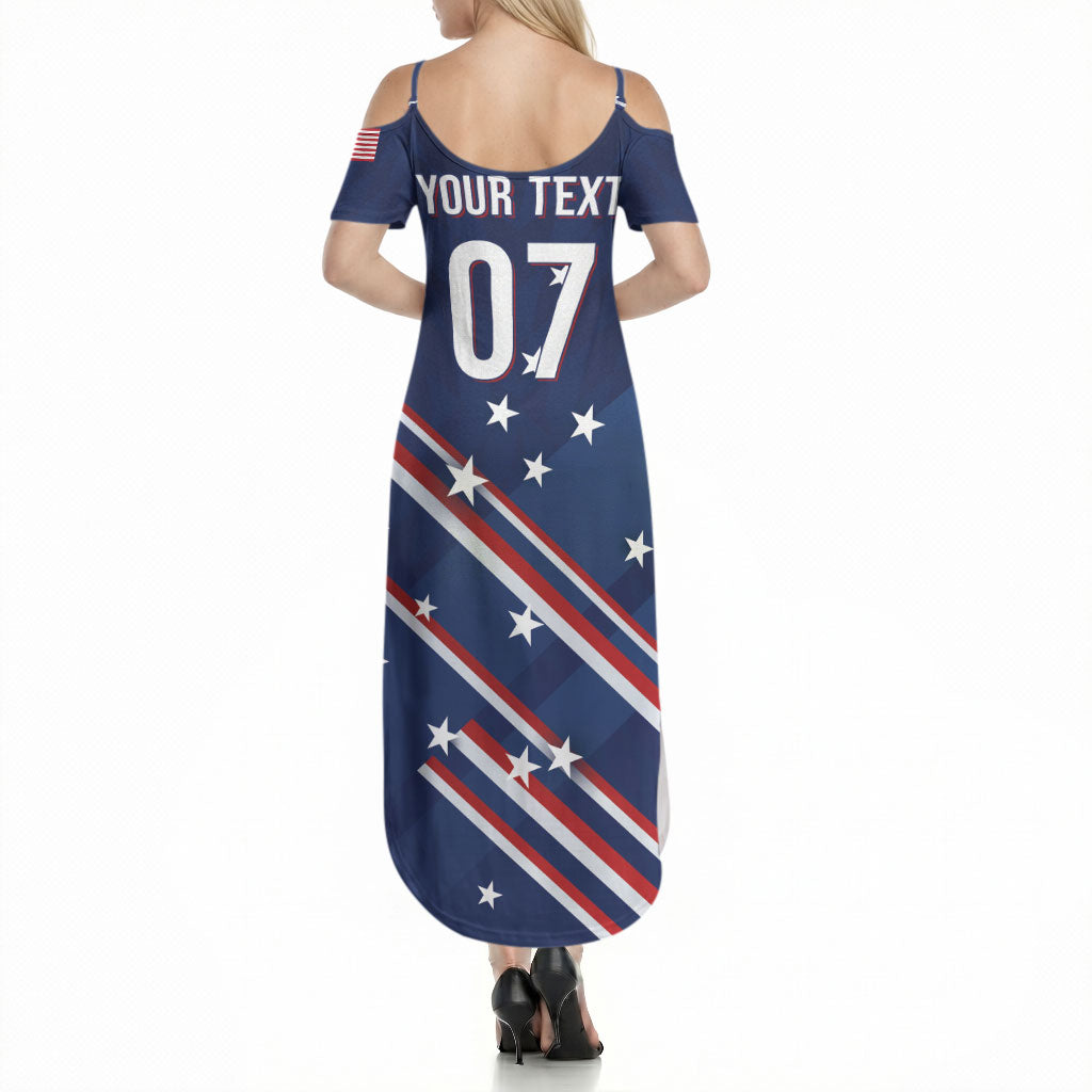 USA Custom Rugby Stars Motif Summer Maxi Dress GO Eagles