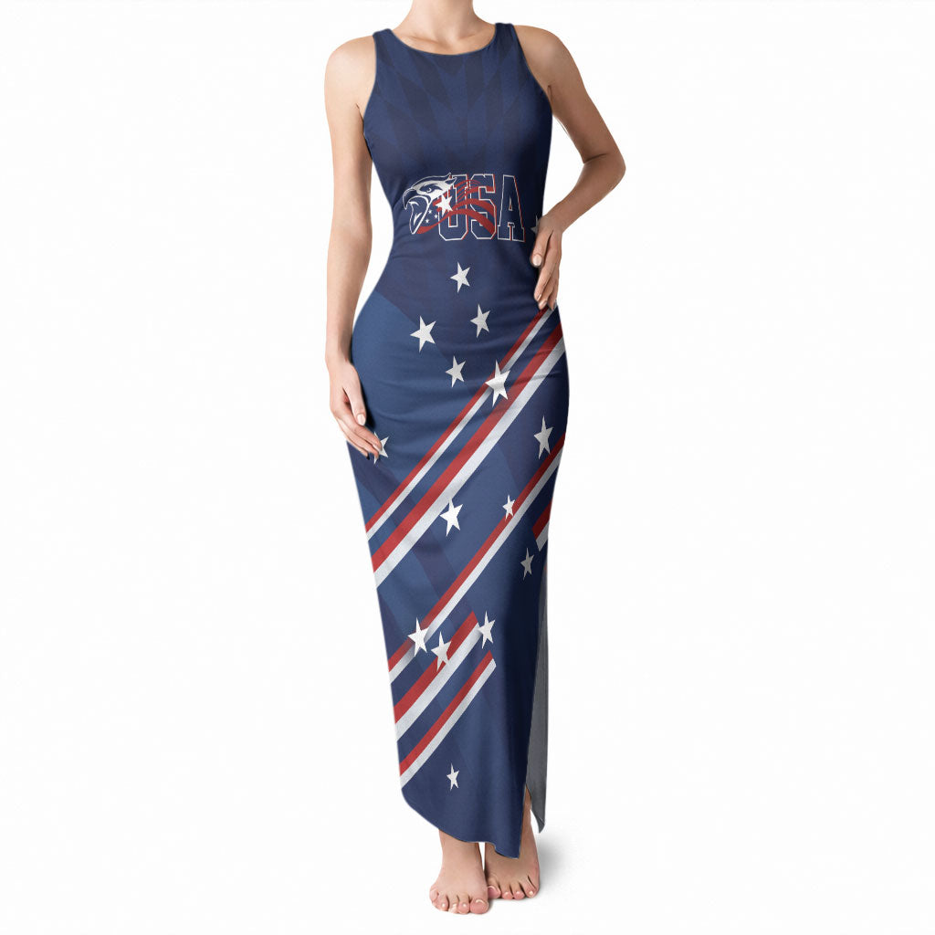USA Custom Rugby Stars Motif Tank Maxi Dress GO Eagles