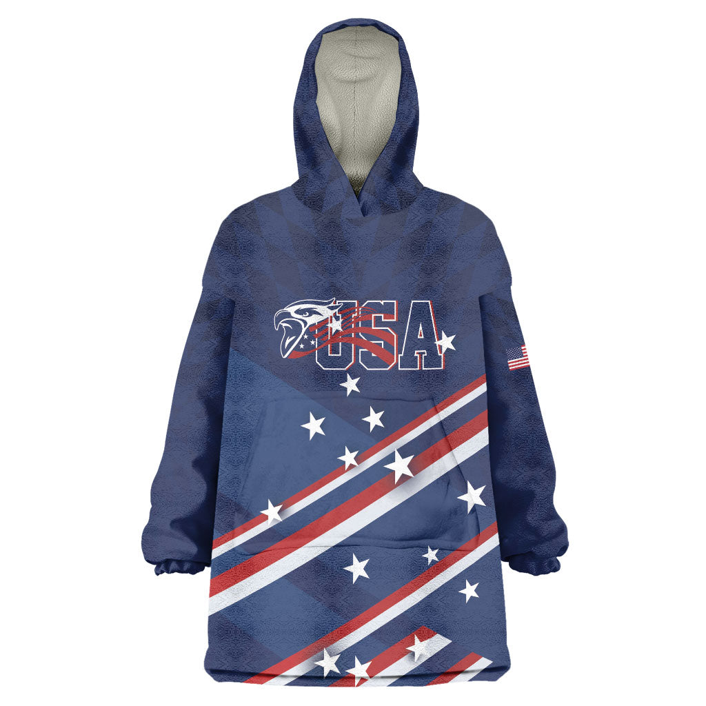USA Custom Rugby Stars Motif Wearable Blanket Hoodie GO Eagles