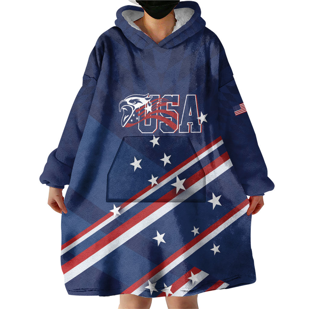 USA Custom Rugby Stars Motif Wearable Blanket Hoodie GO Eagles