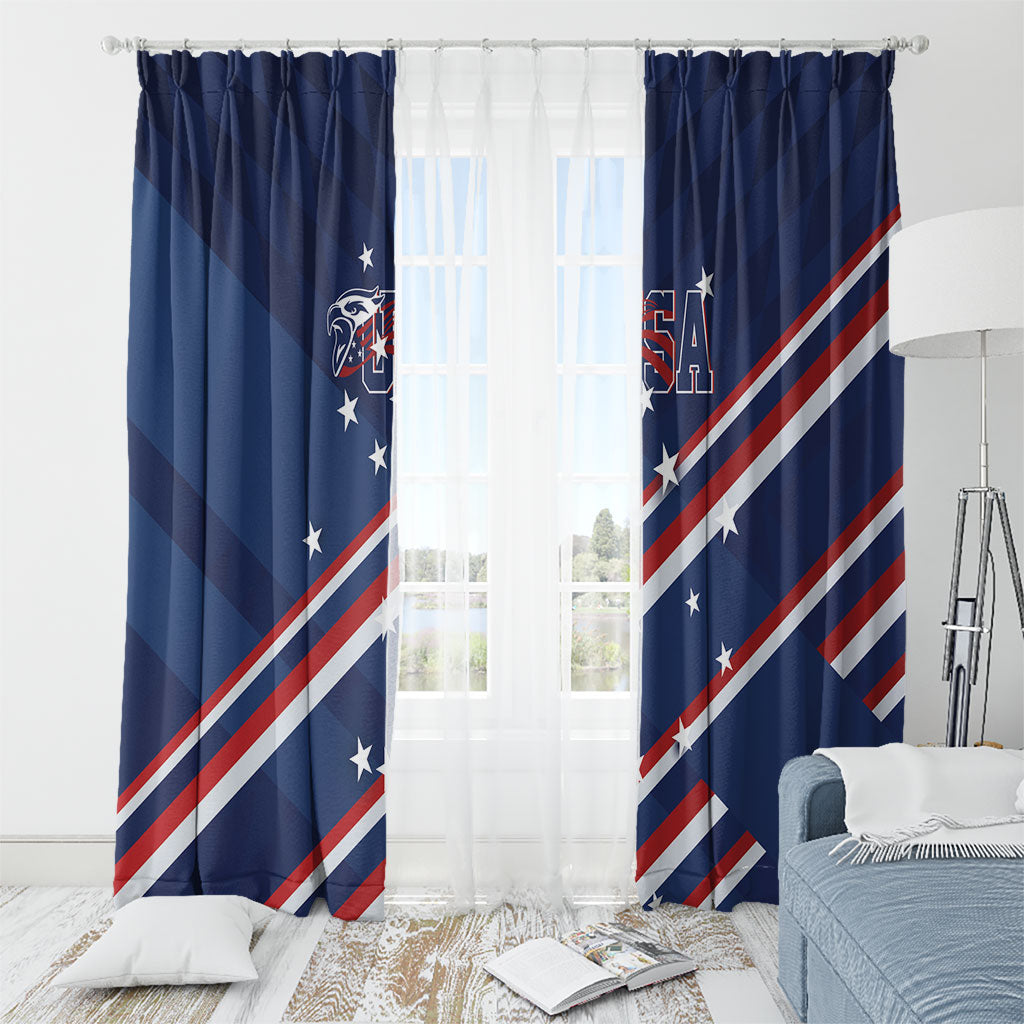 USA Rugby Stars Motif Window Curtain GO Eagles