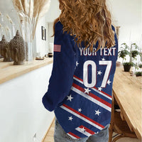 USA Custom Rugby Stars Motif Women Casual Shirt GO Eagles