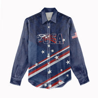 USA Custom Rugby Stars Motif Women Casual Shirt GO Eagles