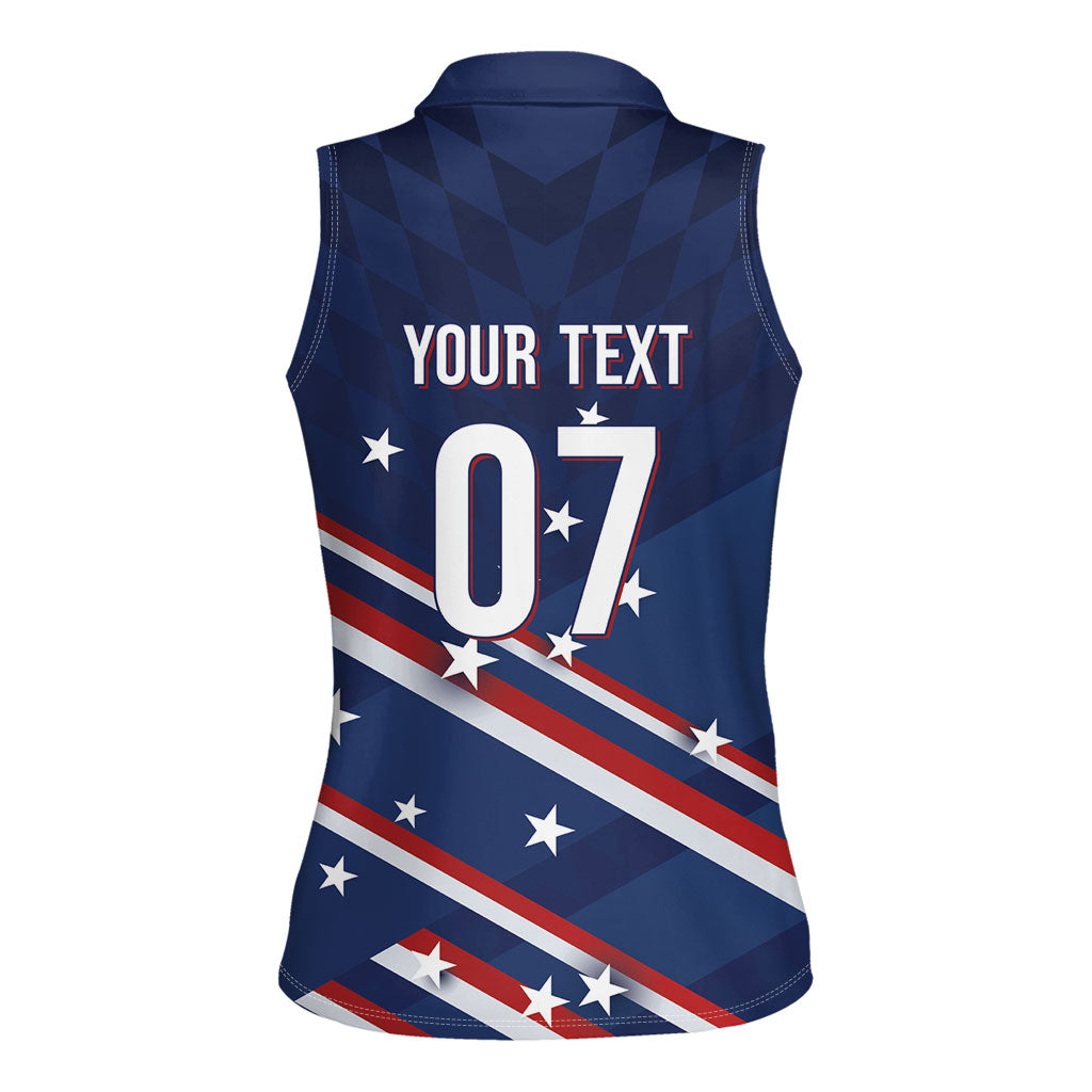 USA Custom Rugby Stars Motif Women Sleeveless Polo Shirt GO Eagles