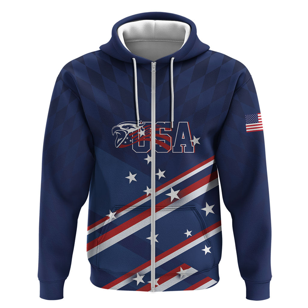 USA Custom Rugby Stars Motif Zip Hoodie GO Eagles
